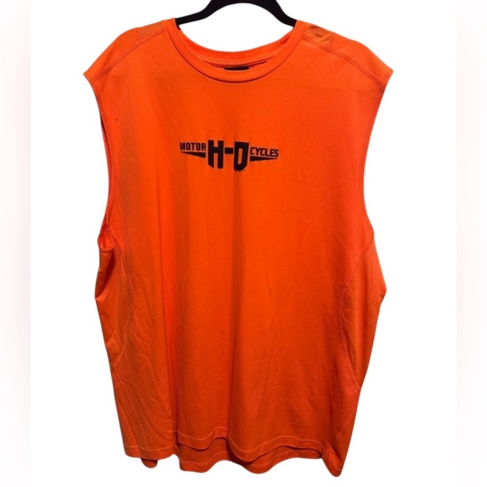 Harley Davidson Men’s Orange Sleeveless Muscle Shirt Dri-Fit Sz 3XL